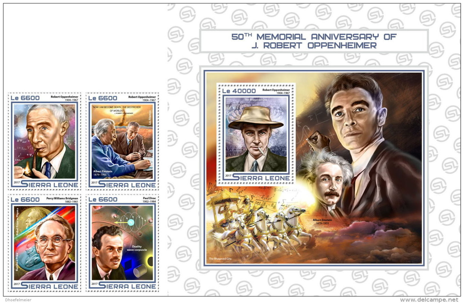 SIERRA LEONE 2017 ** Albert Einstein J. Robert Oppenheimer 4v+S/S - OFFICIAL ISSUE - DH1724 - Albert Einstein