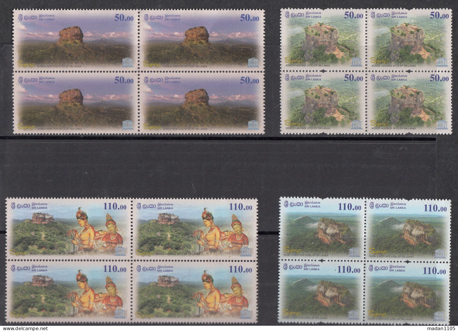 SRI LANKA, 2023, UNESCO World Heritage - Sigiriya, Set 4 V, Blocks Of 4,   MNH,  (**) - Sri Lanka (Ceylon) (1948-...)