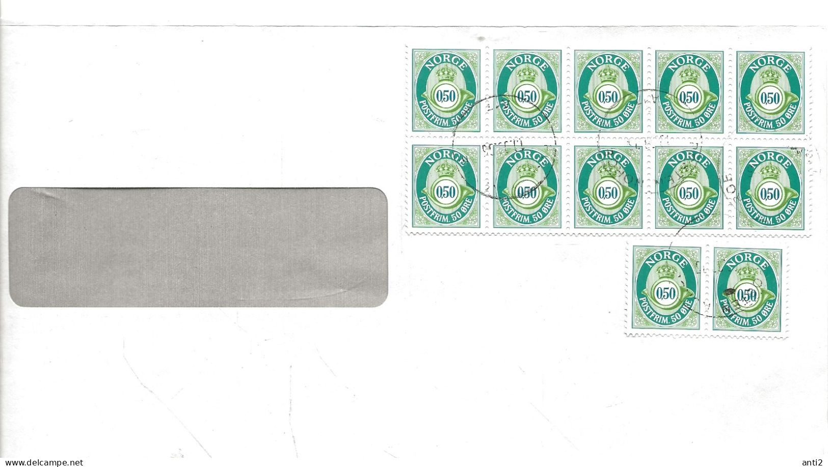 Norway 2005  Cover With 12x 0.50   Posthorn   - Cancelled 11.08-2005 - Covers & Documents