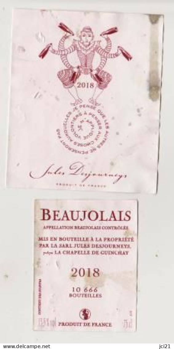 Etiquette Et Contre étiquette " BEAUJOLAIS 2018 " (1482)_ev602 - Beaujolais