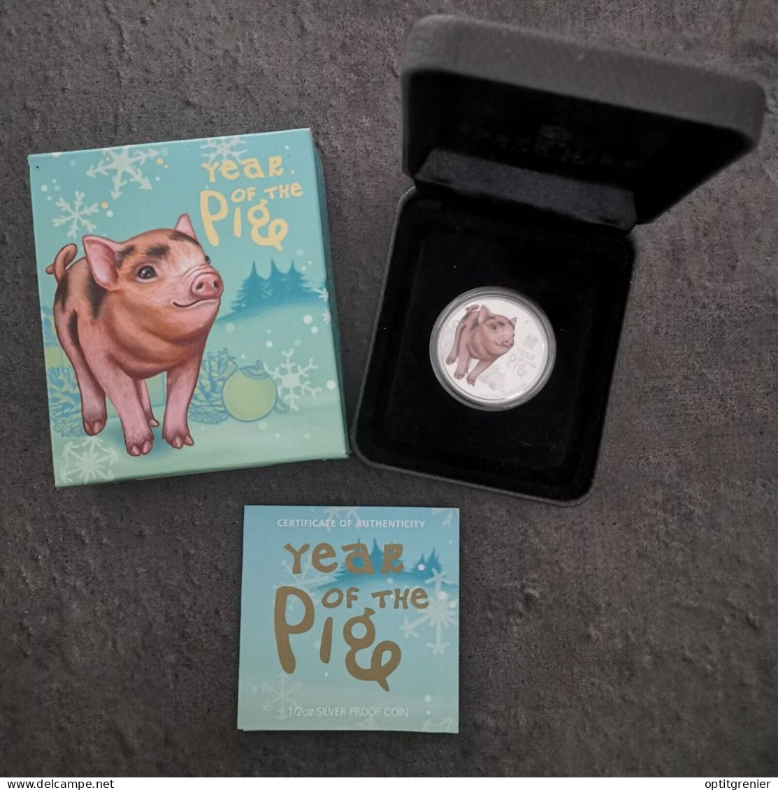 COFFRET 50 CENTS ARGENT BE 2019 P ANNEE DU COCHON TUVALU / 1/2 OZ SILVER 9999 - Tuvalu