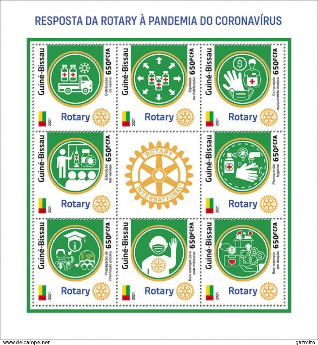 Guinea Bissau 2021, Covid, Rotary, 4val In BF - Rotary, Lions Club