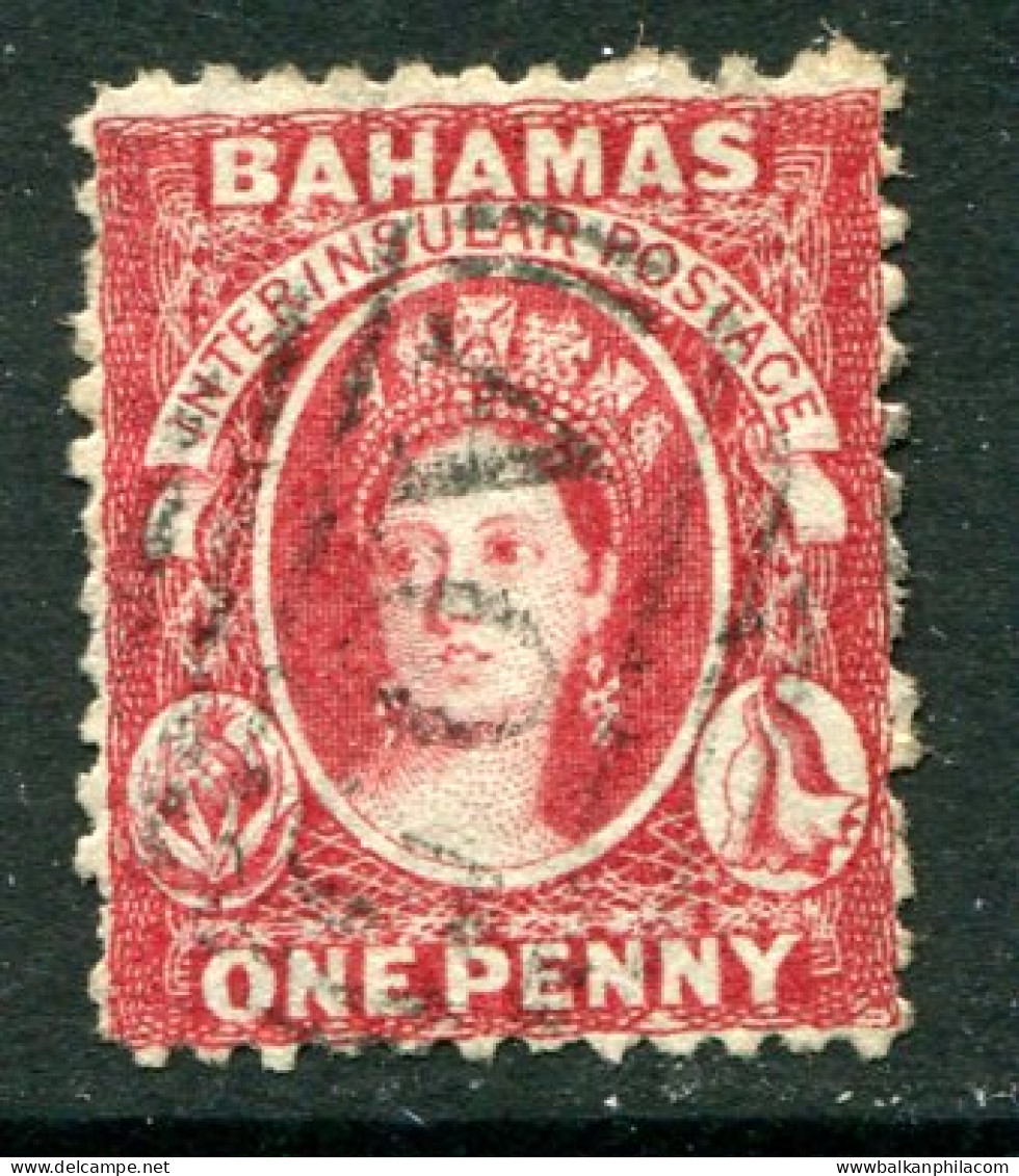 1863 Bahamas 1d Wmk Reversed Used Sg 21x - 1859-1963 Crown Colony