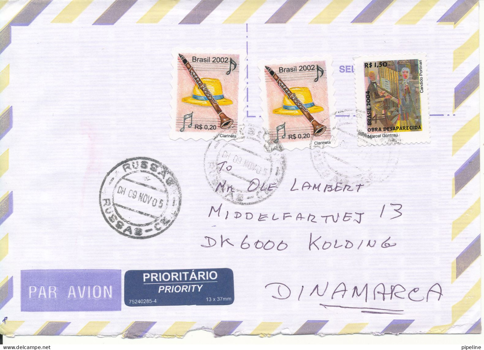 Brazil Air Mail Cover Sent To Denmark 9-11-2005 - Luchtpost