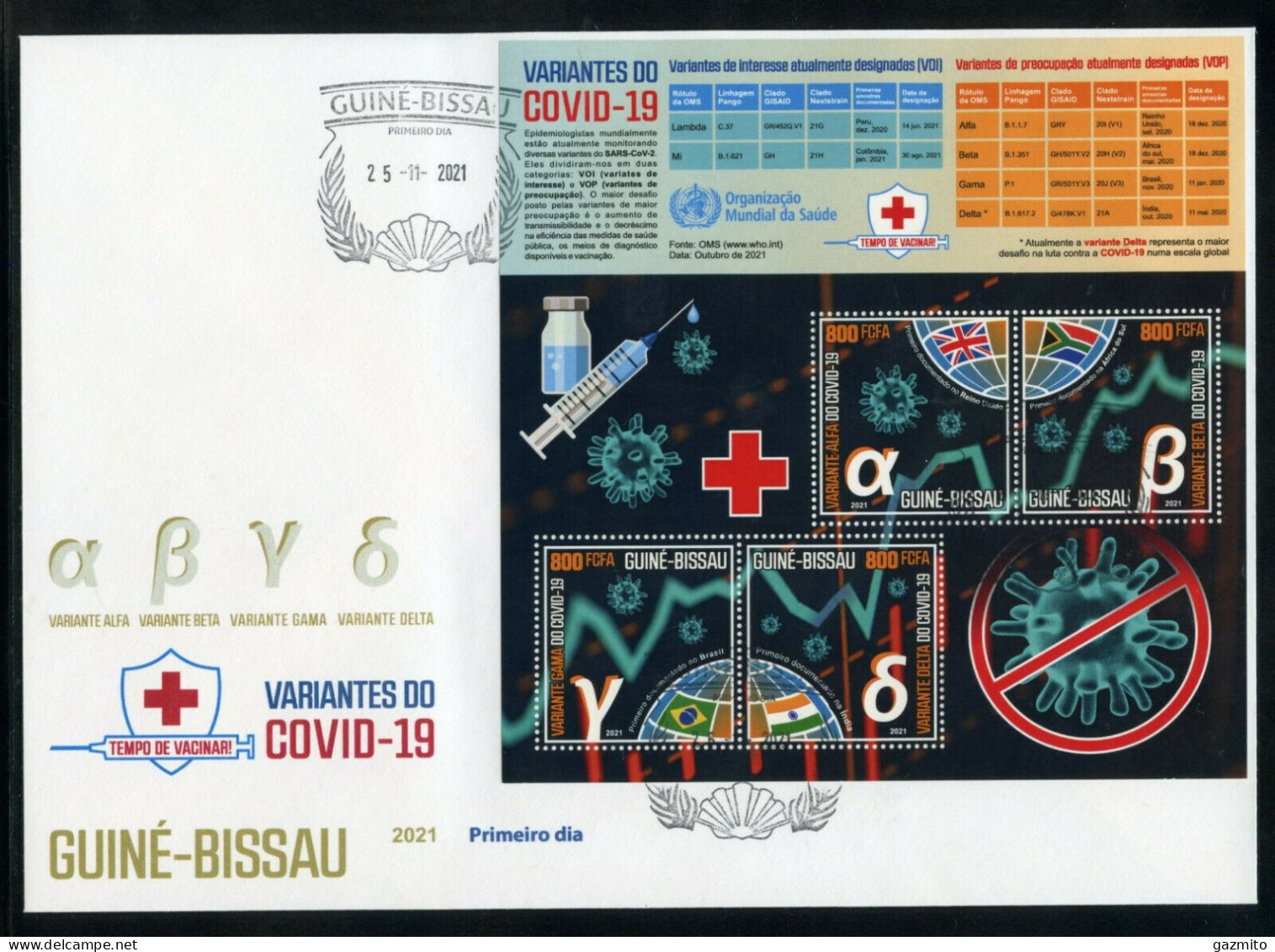 Guinea Bissau 2021, Covid, Variant, Red Cross, 4val In BF In FDC - Médecine