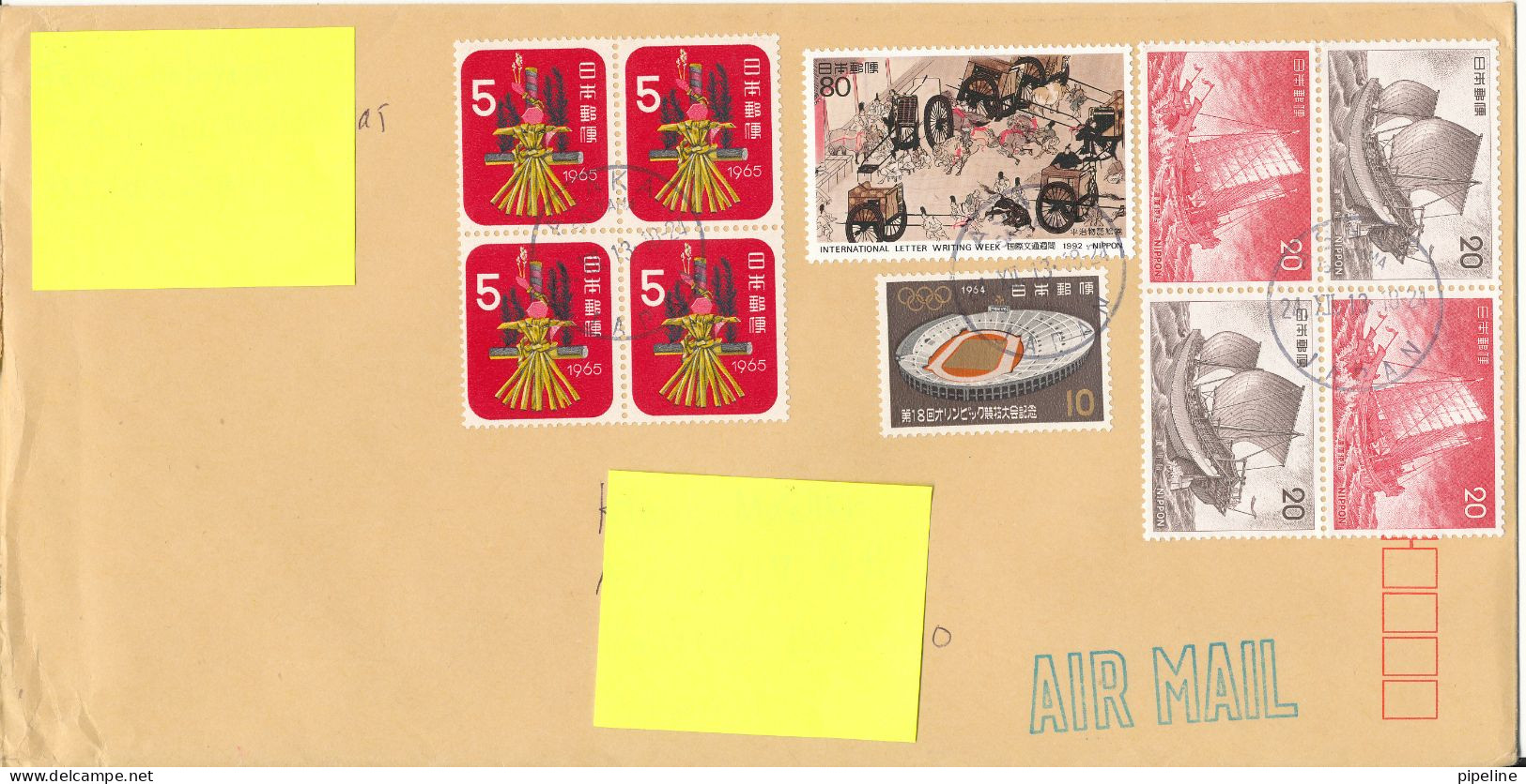 Japan Cover Sent Air Mail To Denmark 24-12-2013 With More Topic Stamps - Luftpost