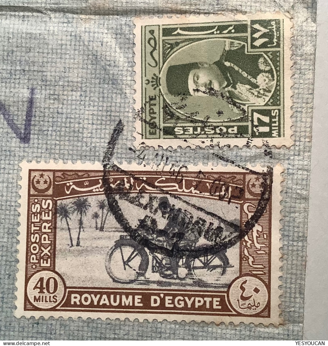 Egypt EXPRESS LETTER STAMP 1943 40m ALEXANDRIA1946 Cover>Graz AUSTRIA/Österreich Censored Air Mail (Zensur Brief Expres - Briefe U. Dokumente