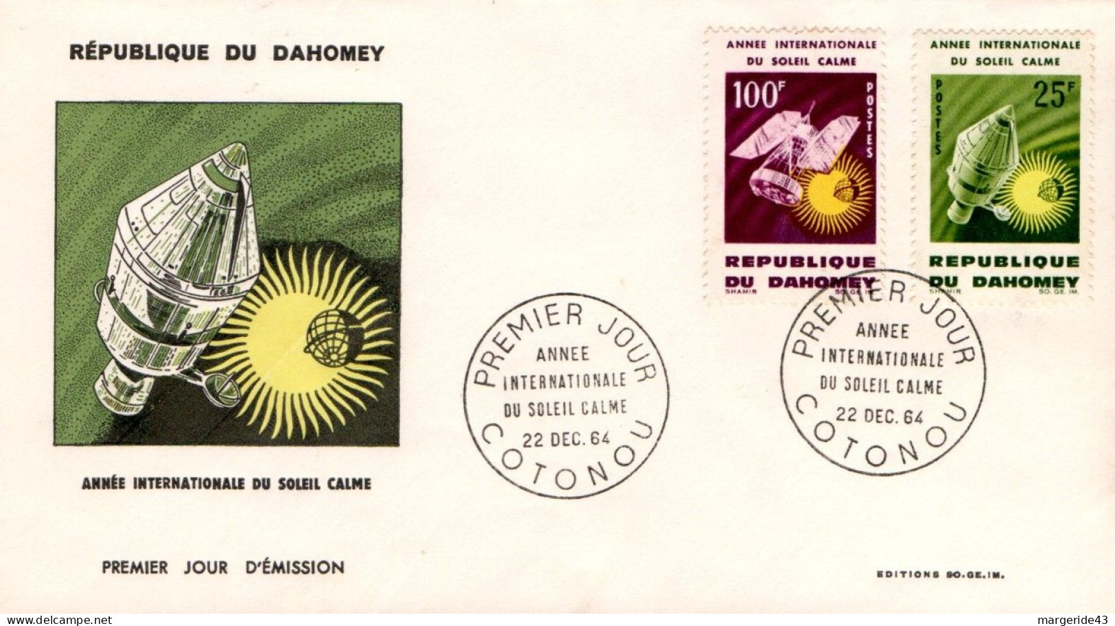 DAHOMEY FDC 1964 ANNEE INTERNATIONALE DU SOLEIL CALME - Benin – Dahomey (1960-...)