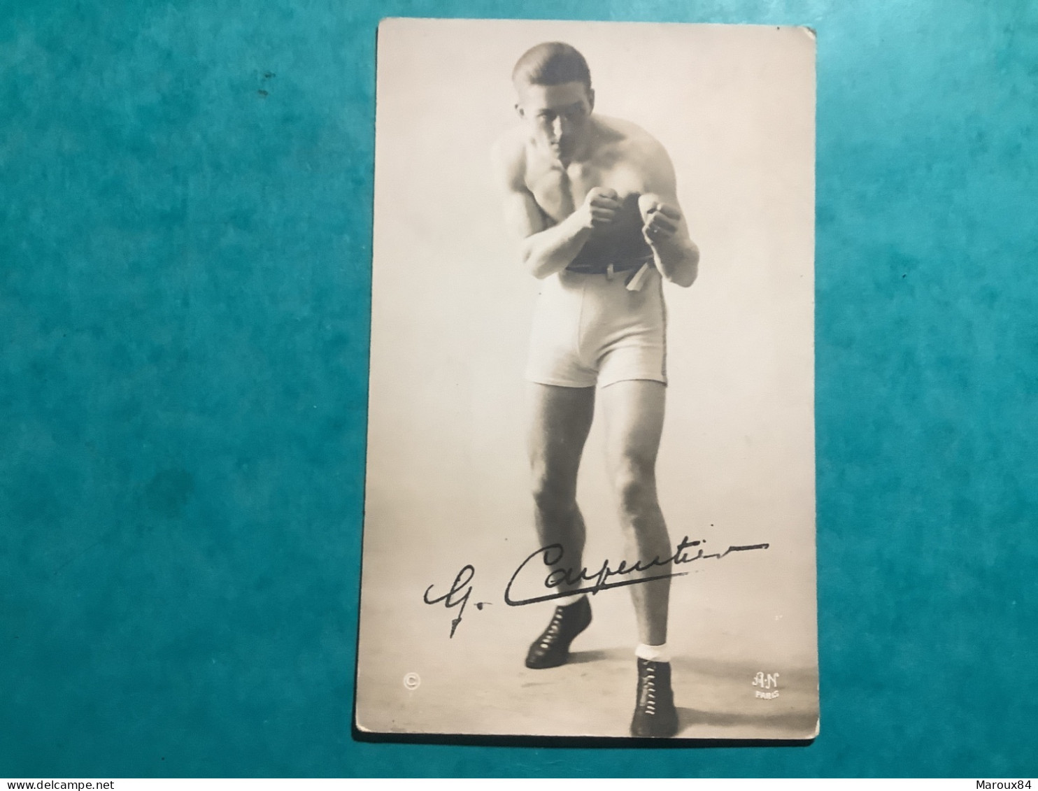 Carte Photo Boxeur G.Carpentier. Signature  Photo. A.n - Boxing
