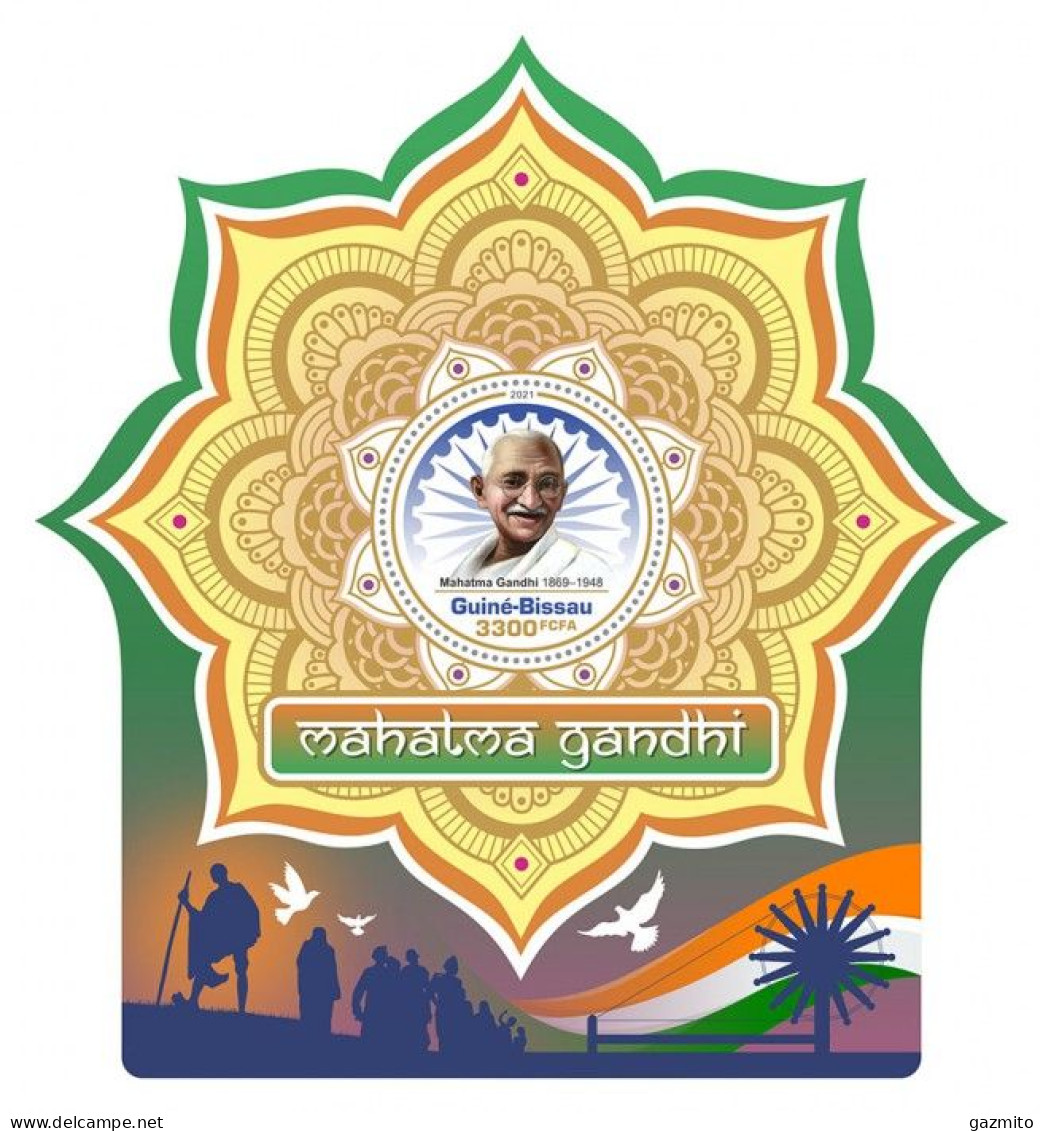 Guinea Bissau 2021, Gandhi, Flag, Shape, BF - Mahatma Gandhi