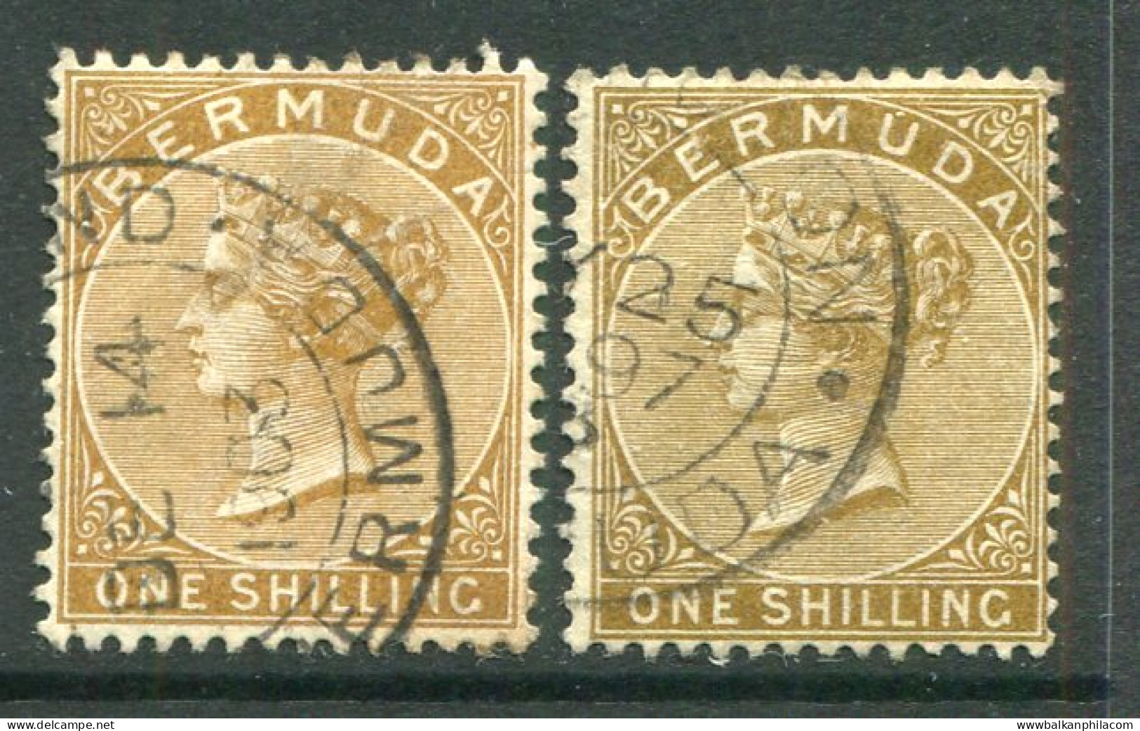 1883-93 Bermuda 1s Yellow Brown And Olive Brown Sg 29, B - Bermudes