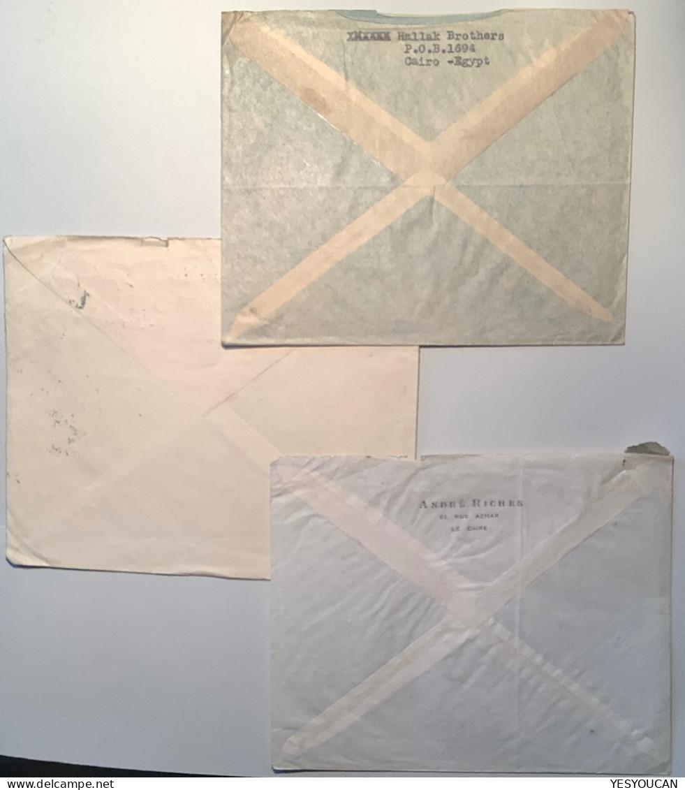 Egypt Three Covers ALEXANDRIA/CAIRO 1946-1948>Graz AUSTRIA/Österreich (air Mail Par Avion Brief Cover Lettre - Cartas & Documentos