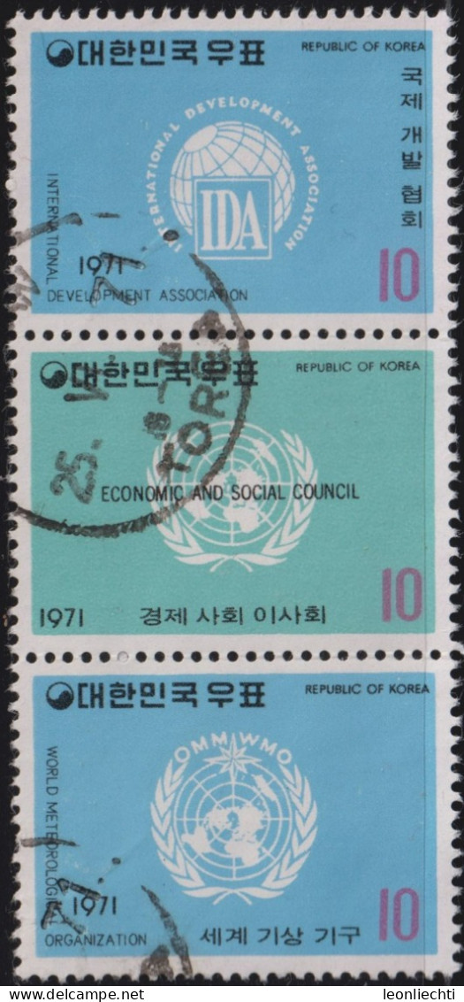 1971 Korea (Süd-) ° Mi:KR 774+779+784, Yt:KR 646+651+656, UN Organizations - Corée Du Sud