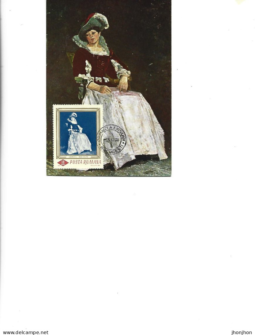 Romania -  Maximum Postcard 1975 -  Painting By Ion Andreescu - "Dresse Model" - Maximum Cards & Covers