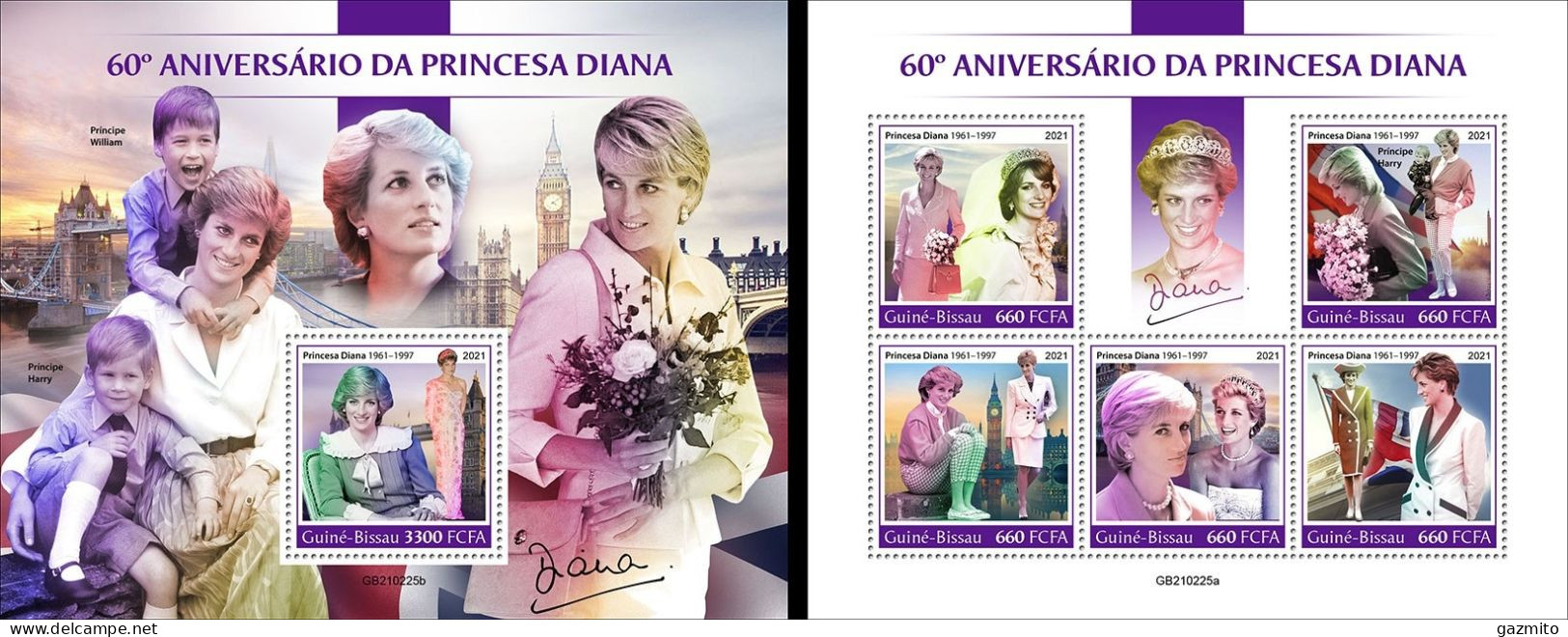 Guinea Bissau 2021, Diana, Bridges, Flag, 5val In BF +BF - Stamps