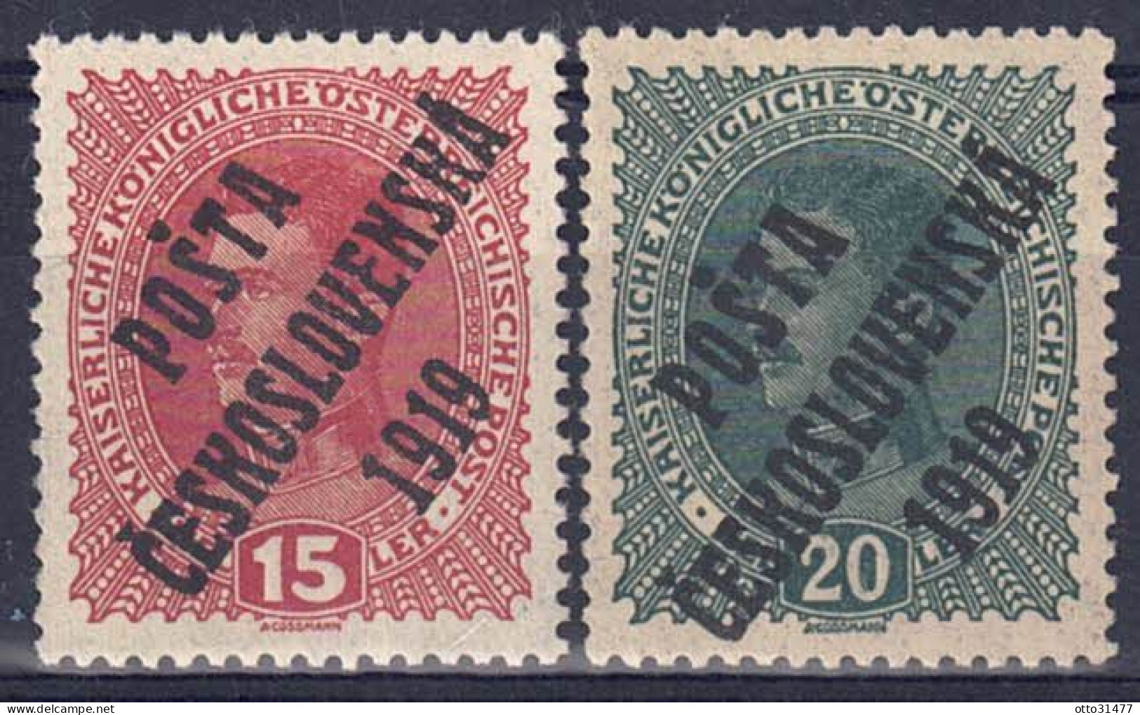 CSSR 1919 - Überdruckmarken, Nr. 63 + 64, Gefalzt * / MLH - Unused Stamps