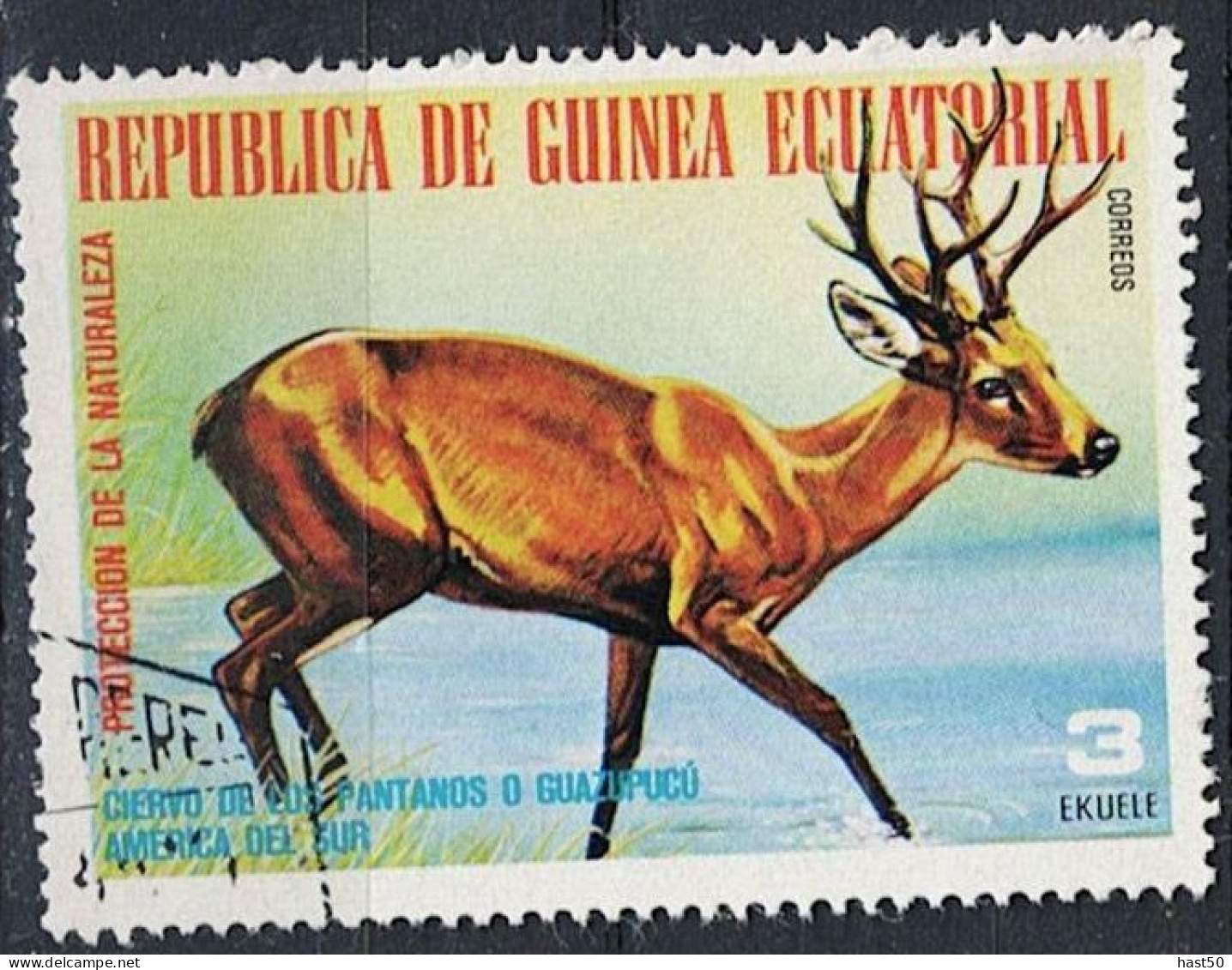 Äquatorial-Guinea -  Hirsch (Sus Scrofa) (Mi.Nr: 1250) 1977- Gest Used Obl - Guinée Equatoriale