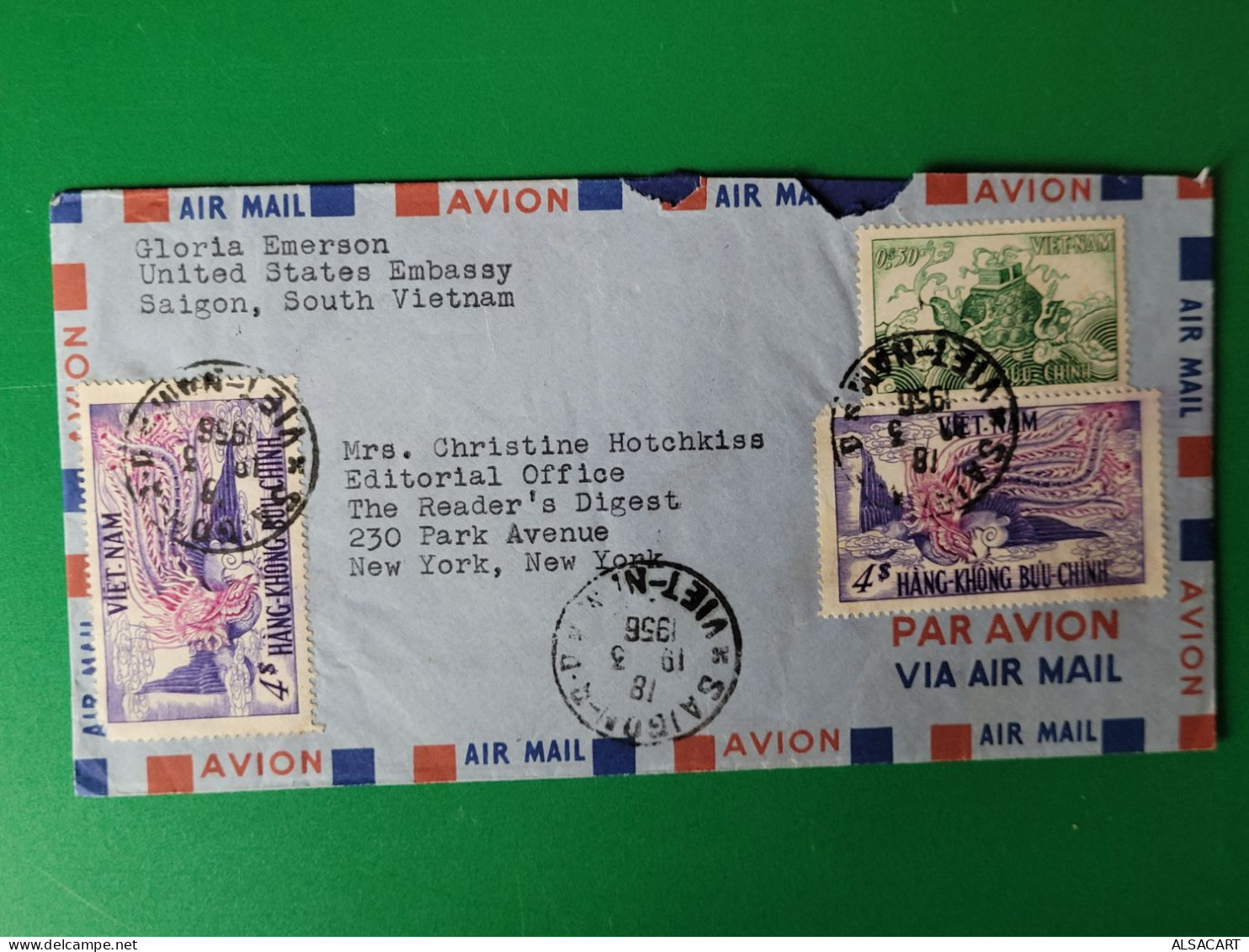 Lettre Du Vietnam  Air Mail 1956 - Vietnam
