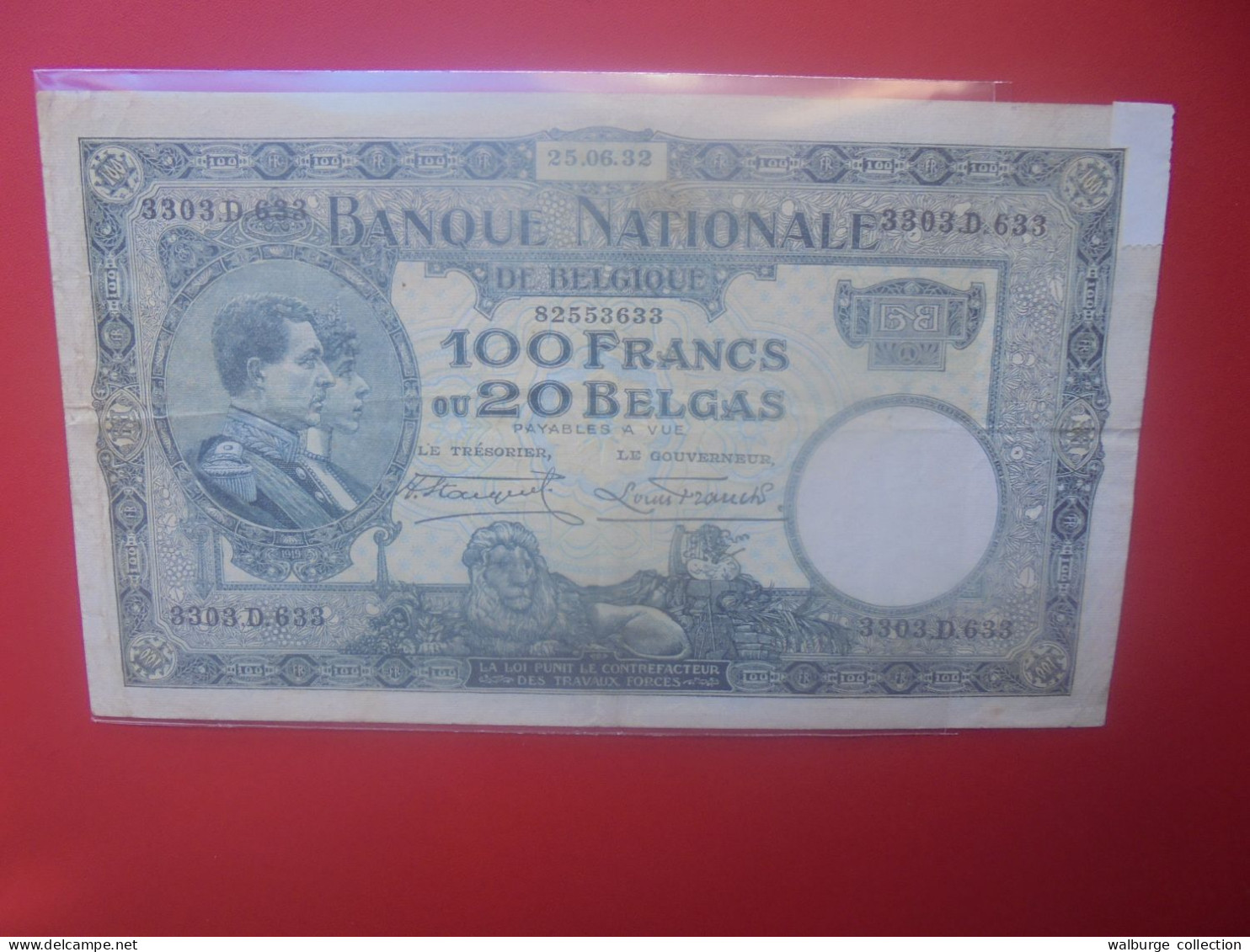 BELGIQUE 100 FRANCS 1932 Circuler COTES:20-40-100 EURO (B.33) - 100 Francos & 100 Francos-20 Belgas