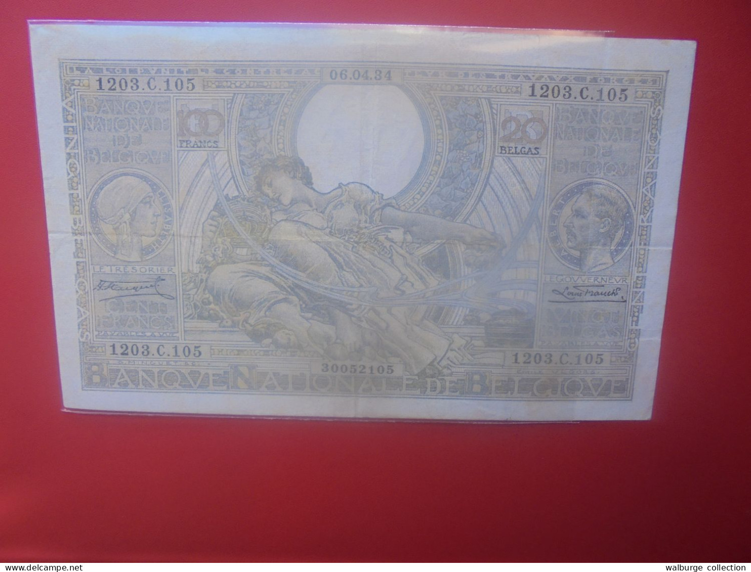 BELGIQUE 100 FRANCS 1934 Circuler COTES:10-20-50 EURO (B.33) - 100 Francs & 100 Francs-20 Belgas