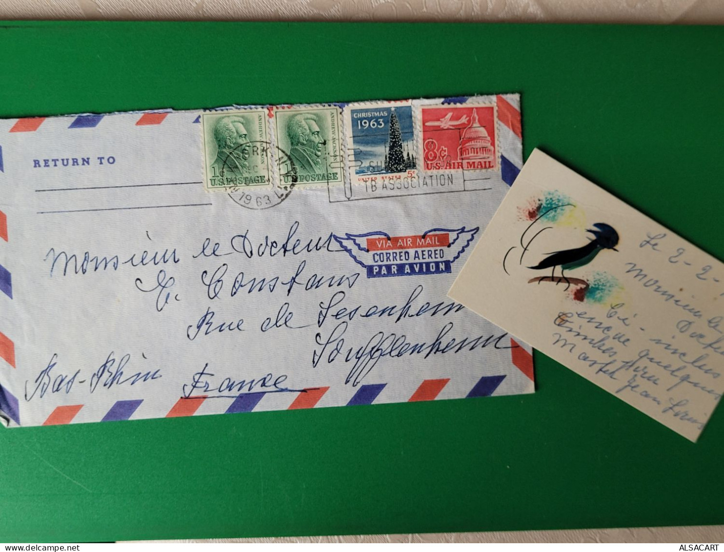Lettre Des Etats Unis , Pour La France  1963 - Marcophilie