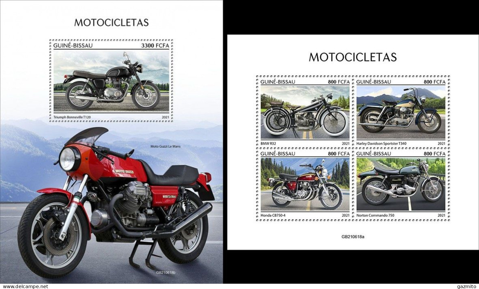 Guinea Bissau 2021, Motorcycles, 4val In BF +BF - Motorbikes