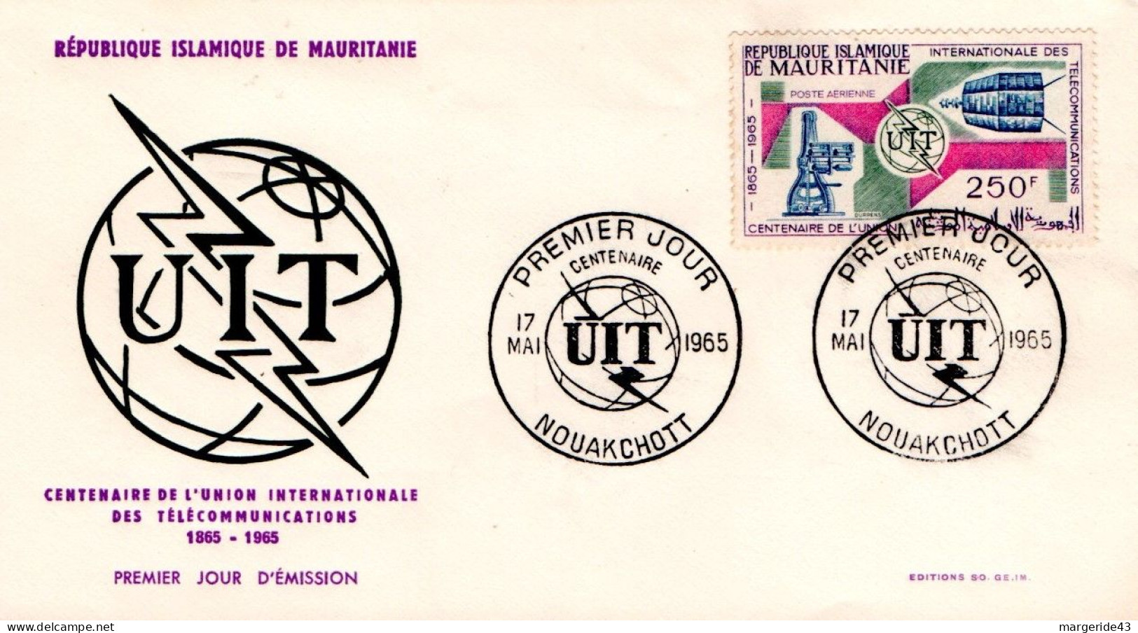 MAURITANIE FDC 1965 CENTENAIRE DE L'U I T - Mauritanie (1960-...)