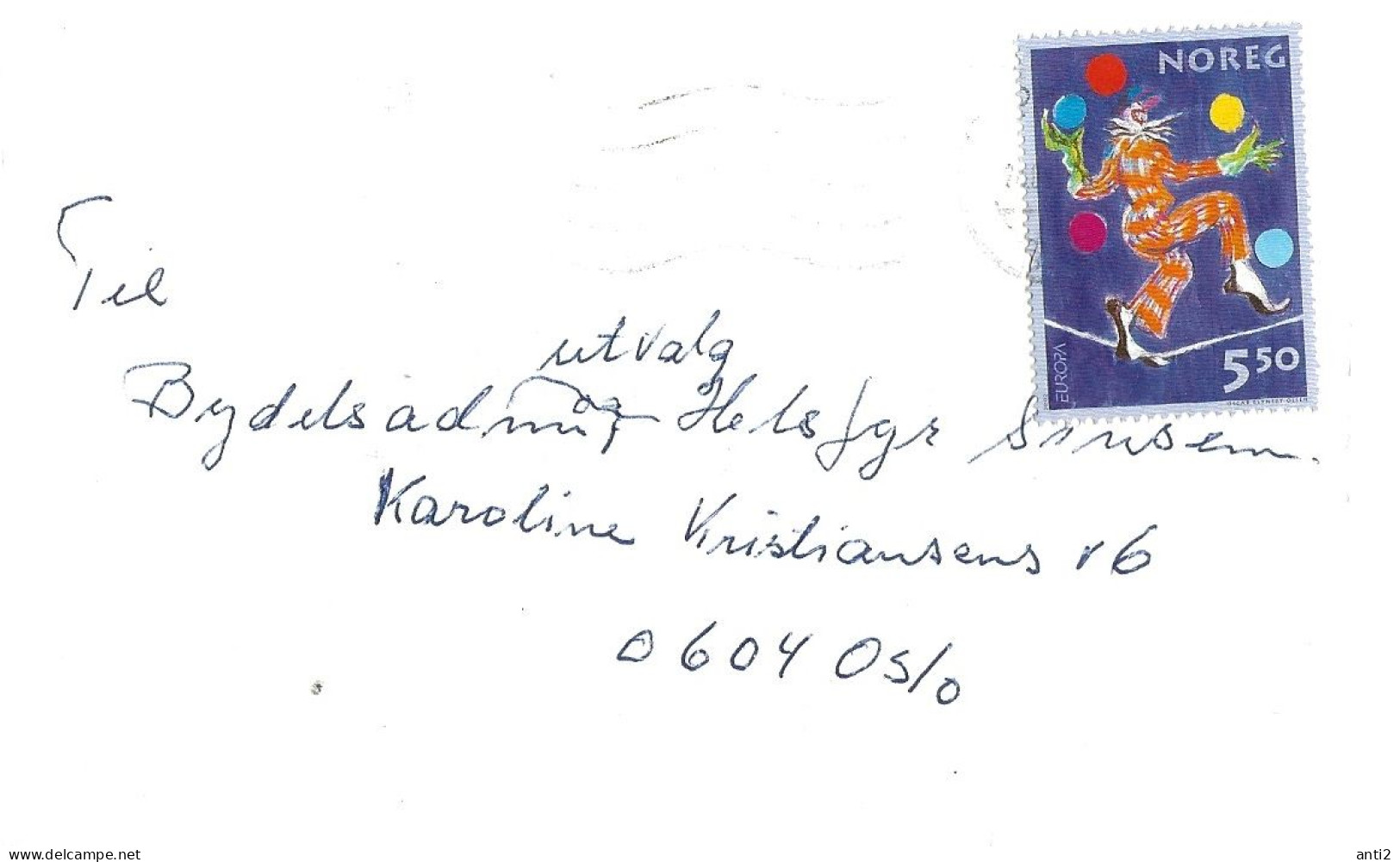 Norway 2002  Cover With Mi 1446 Europa: Circus- Cancelled - Lettres & Documents