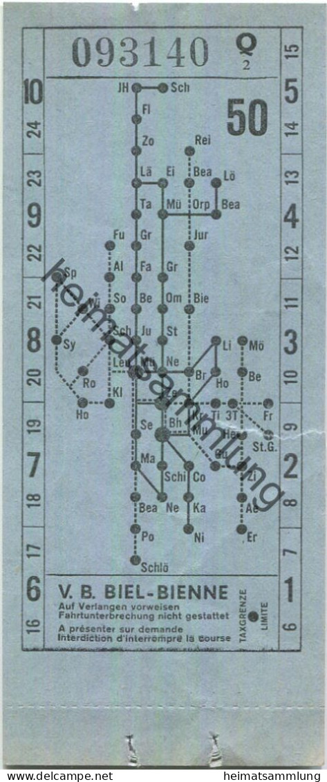 Schweiz - V.B. Biel-Bienne - Fahrschein - Europa