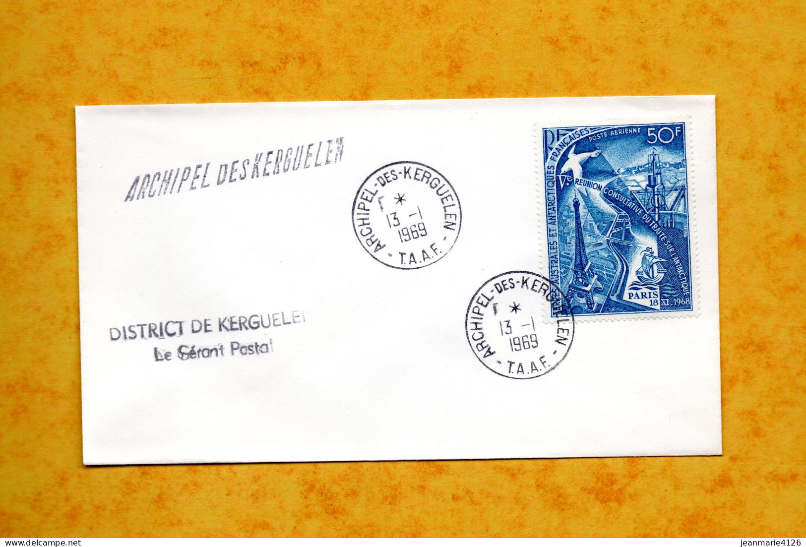 TAAF -  Env. KERGUELEN  - 13 - 01-1969 - PA N° 18  - - Imperforates, Proofs & Errors