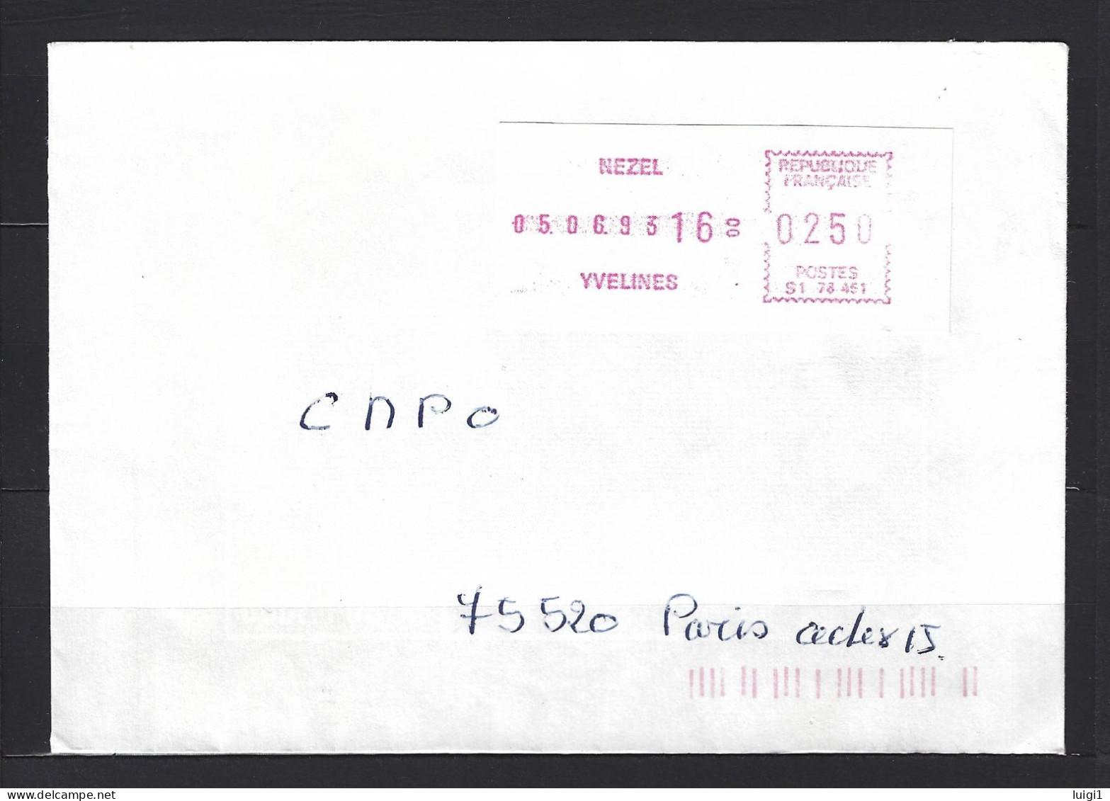 FRANCE 1993.Vignette D'Affranchissement De Guichet - SATAS Frama - 2,50 F. Bureau De NEZEL -YVELINES. TB. - 1969 Montgeron – Weißes Papier – Frama/Satas