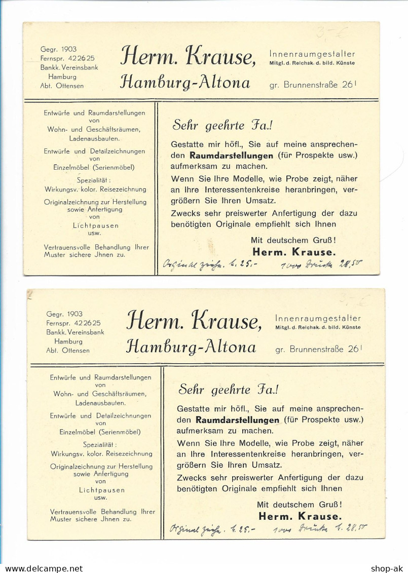 Y19870/ 2 X AK Herm, Krause Innenraumgestalter  Hamburg Altona Ca.1935 - Altona