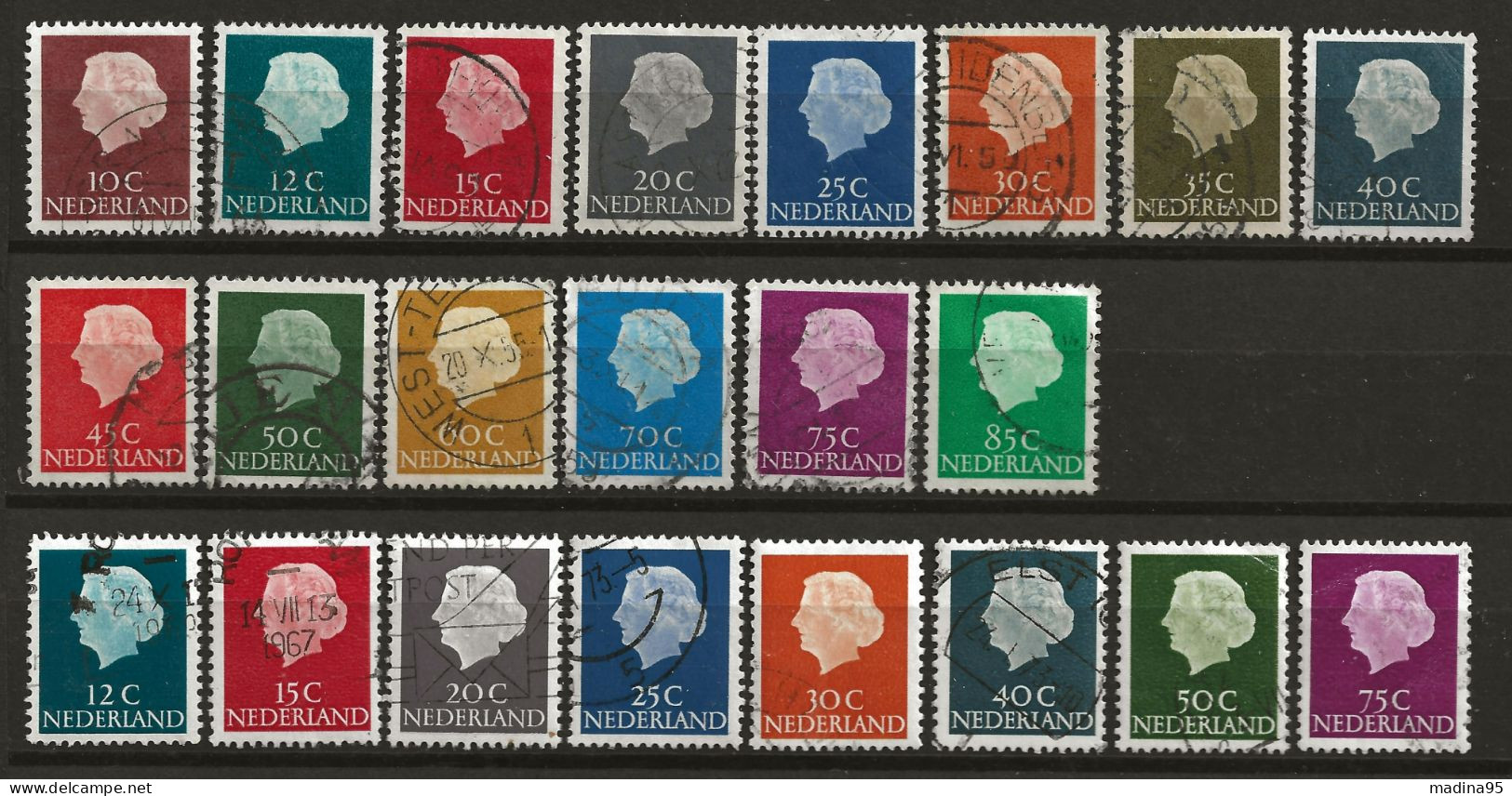 PAYS-BAS: Obl., N° YT 600 à 609A, Série + 600Aa à 609a (phospho.) Sf 608a, TB - Used Stamps