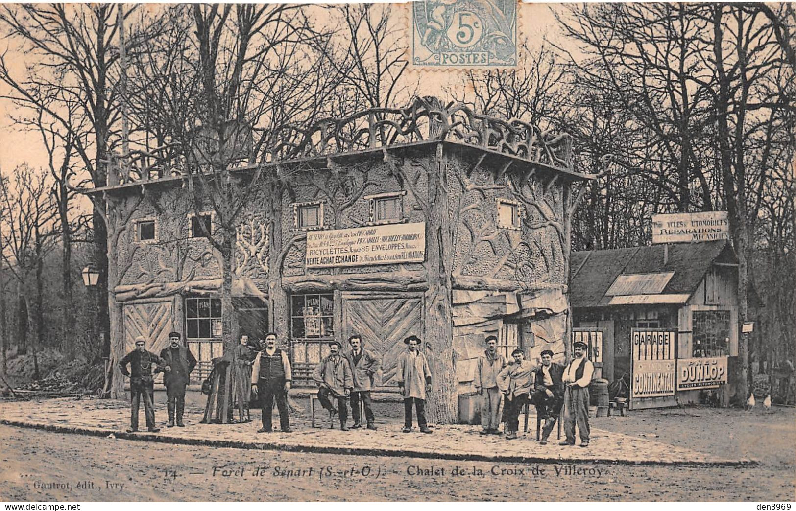 Forêt De SENART (Essonne) - Chalet De La Croix De Villeroy Près Brunoy - Pub Dunlop, Continental - Voyagé 1905 (2 Scans) - Sénart