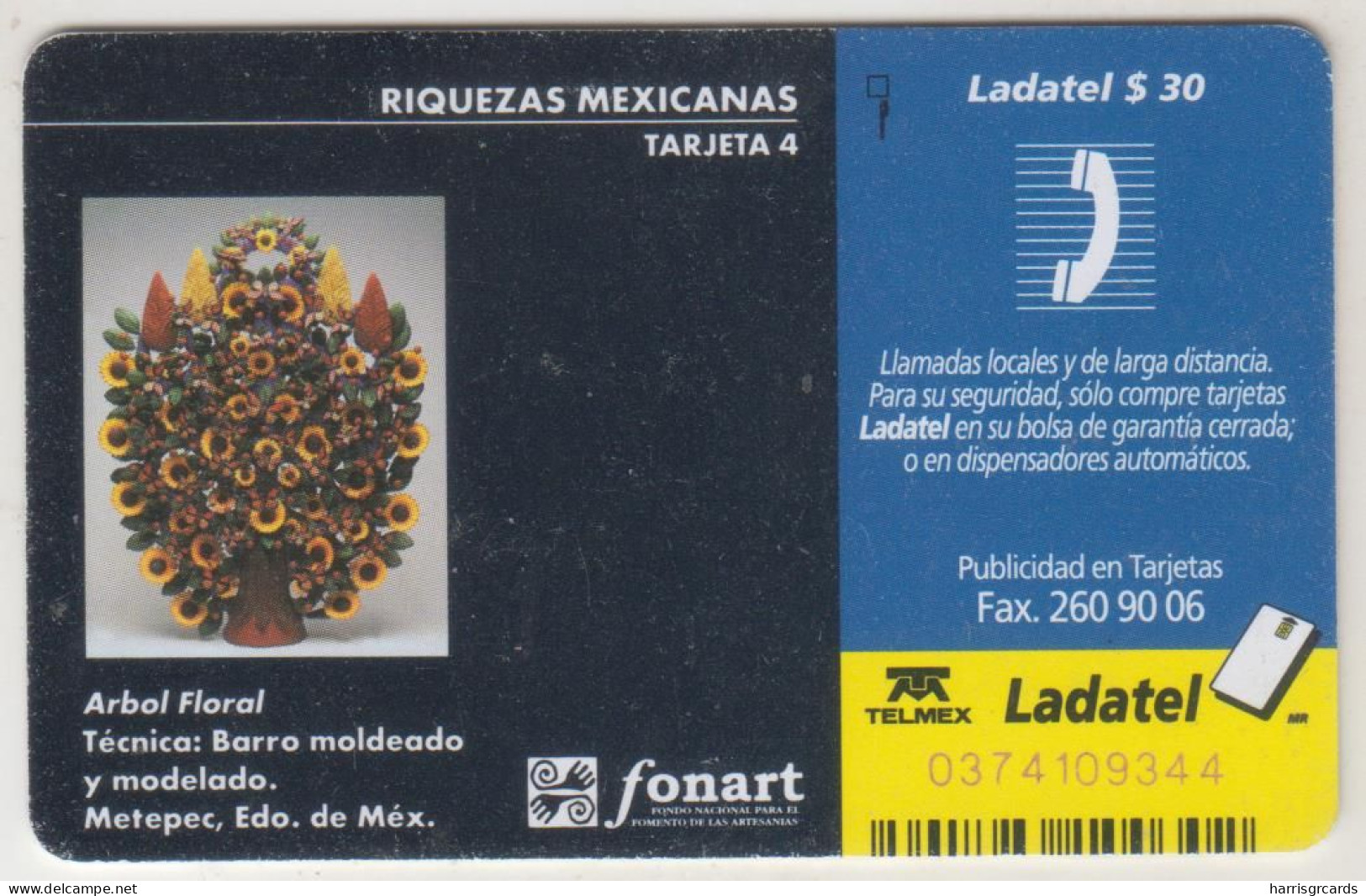MEXICO - T4 Árbol Floral, 30 $ Mexican Peso, Chip:SC7 , Used - Mexique