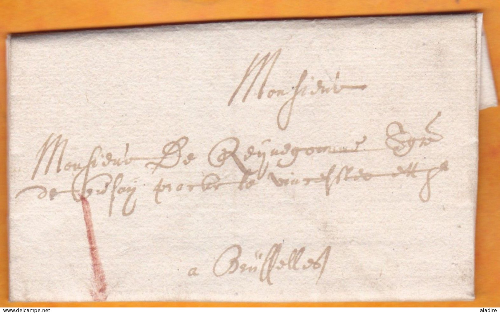 1712 - Pays Bas Espagnols - Lettre Pliée Avec Correspondance En Vieux Français Vers Bruxelles ? - 1621-1713 (Países Bajos Españoles)
