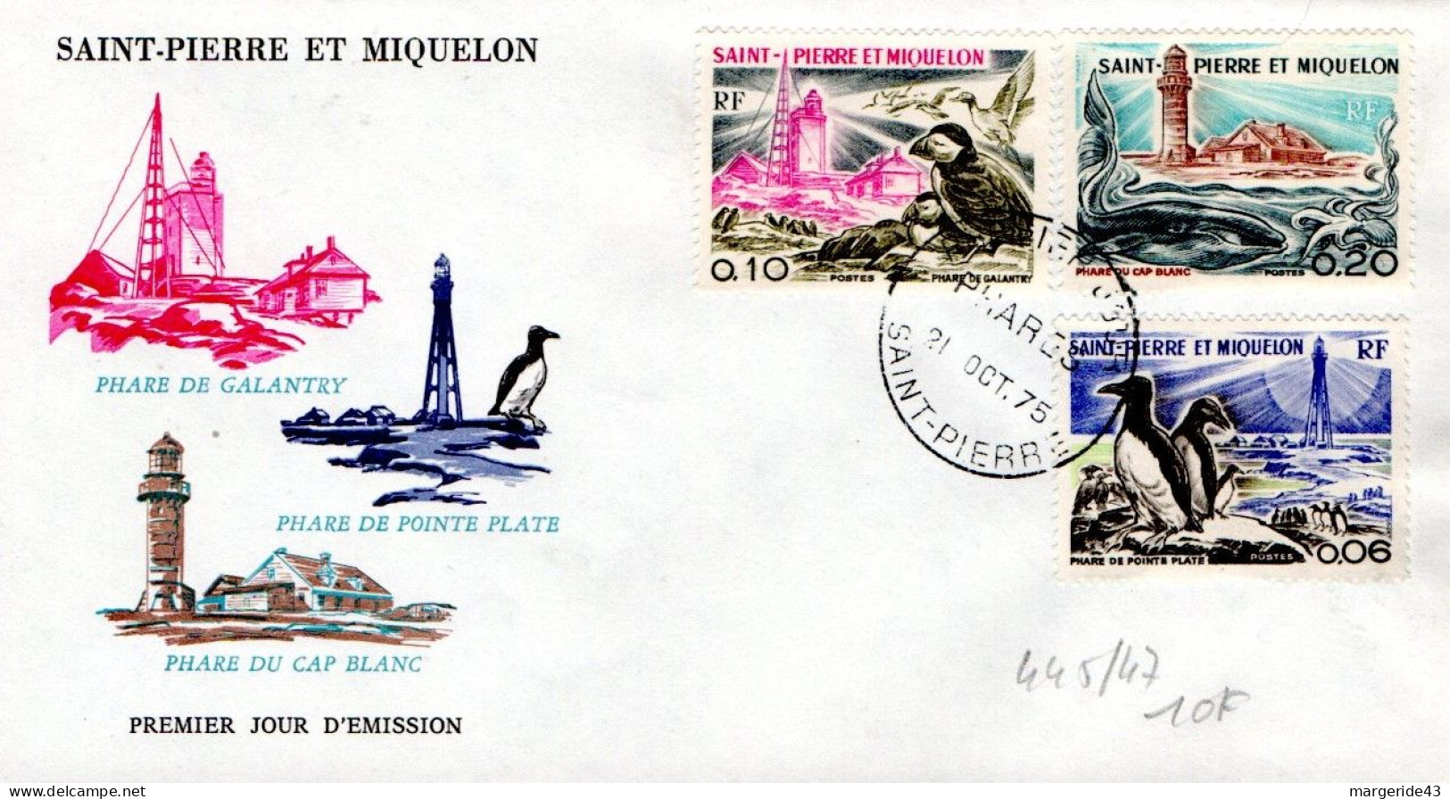 SAINT PIERRE ET MIQUELON FDC 1975 PHARES - FDC