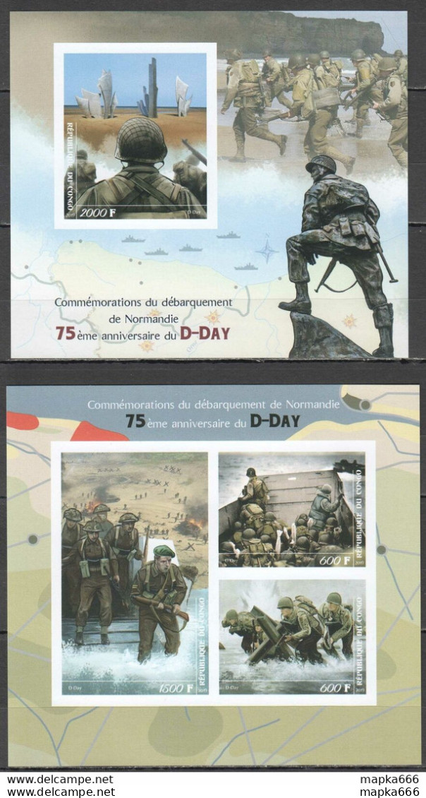 J705 Imperf 2019 D-Day Normandy World War Ii Wwii 1Kb+1Bl Mnh - Militaria