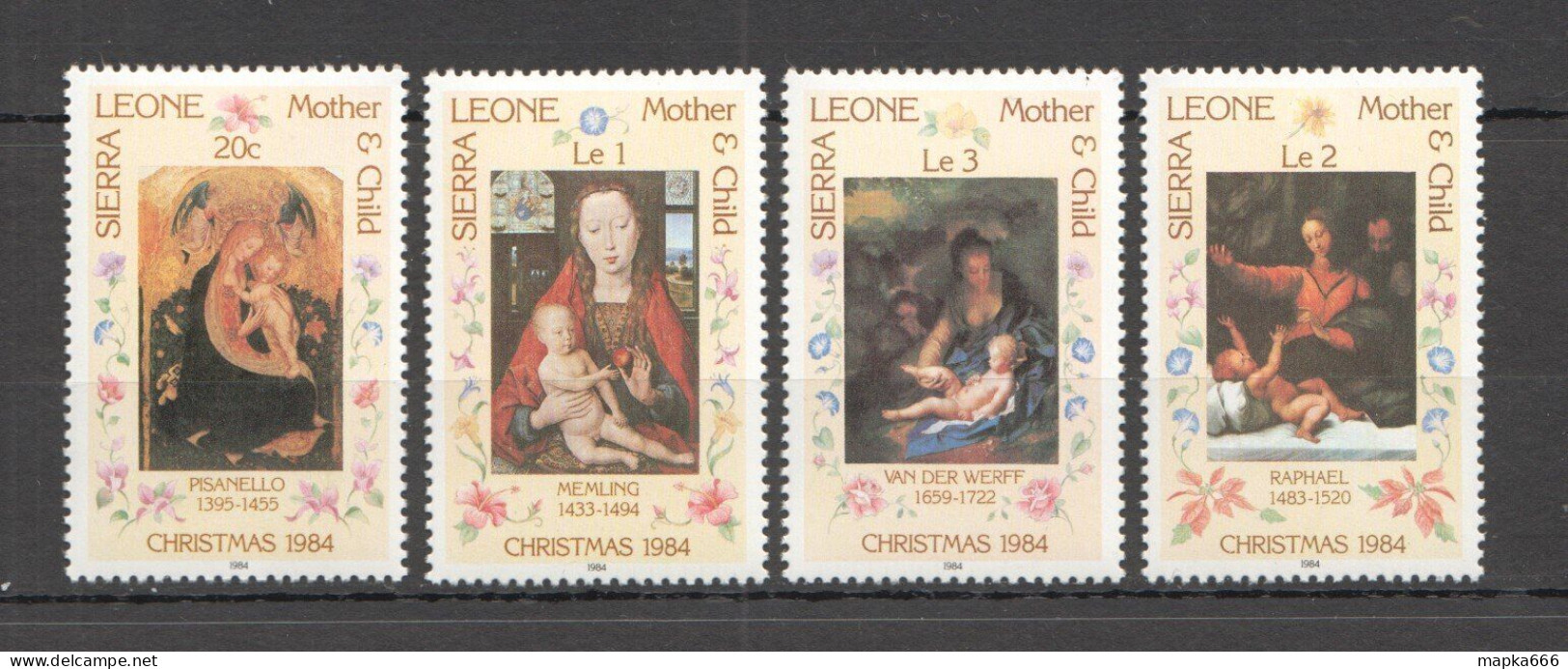 B0279 Sierra Leone Art Paintings Christmas 1984 Raphael Memling #784-7 Set Mnh - Autres & Non Classés