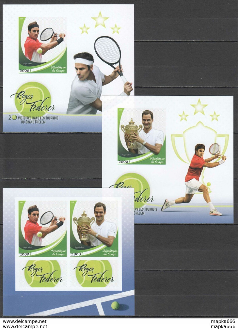 J720 Imperf 2018 Roger Federer 20 Grand Slam Titles Tennis 2Bl+1Kb Mnh - Tennis