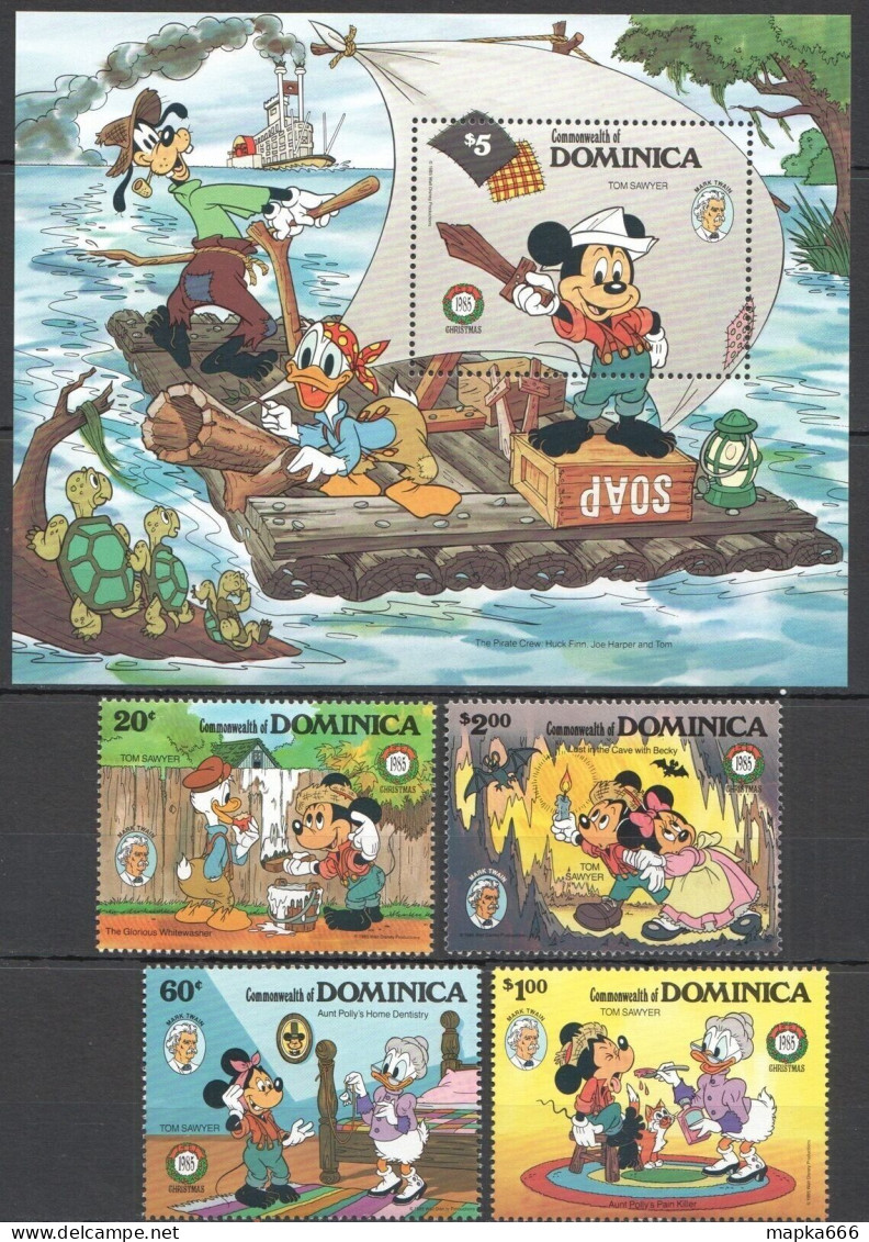 B0354 1985 Dominica Disney Mickey Mouse Tom Sawyer 1Bl+1Set Mnh - Disney