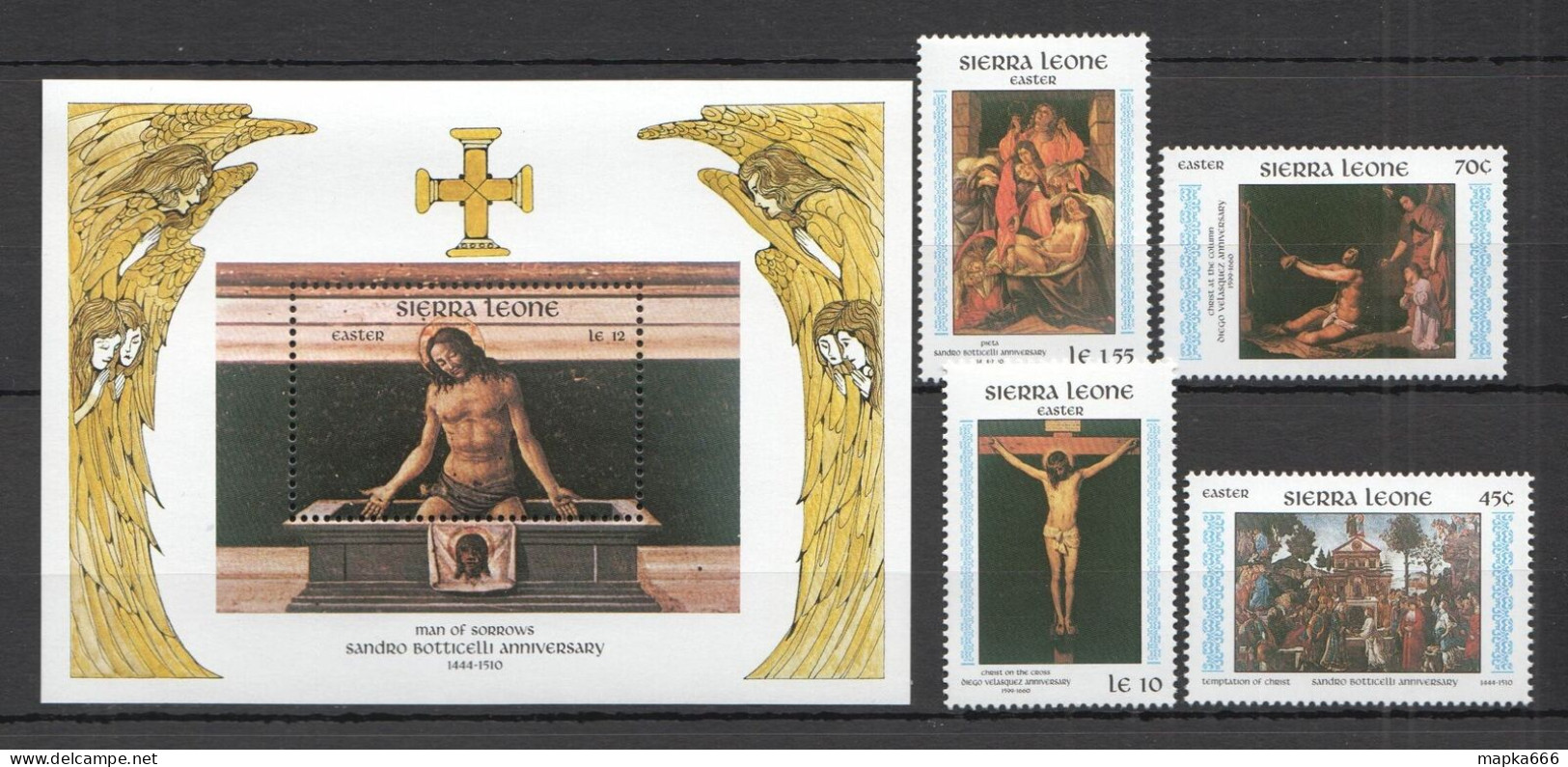 B0273 Sierra Leone Art Paintings Easter Botticelli #813-17 1Set+1Bl Mnh - Autres & Non Classés