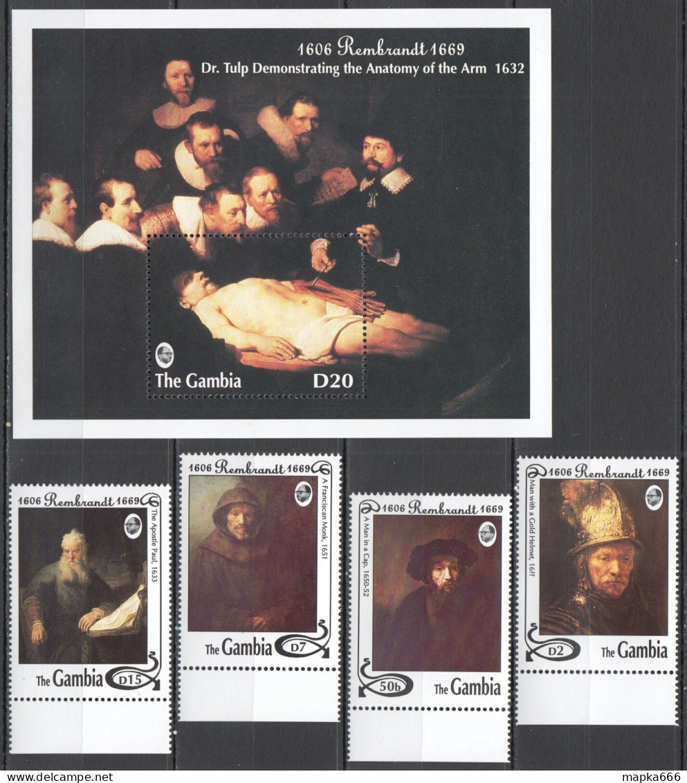 B0267 Gambia Art Paintings Rembrandt #1789-92 1Set+1Bl Mnh - Autres & Non Classés