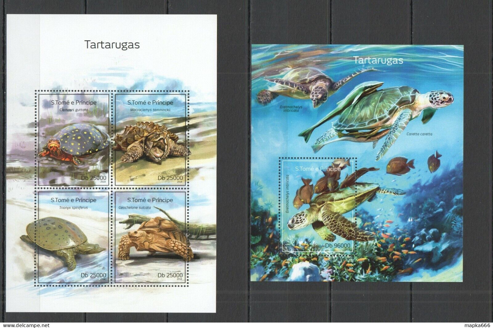 St1663 2014 Sao Tome & Principe Turtles Fauna Marine Life Kb+Bl Mnh Stamps - Marine Life
