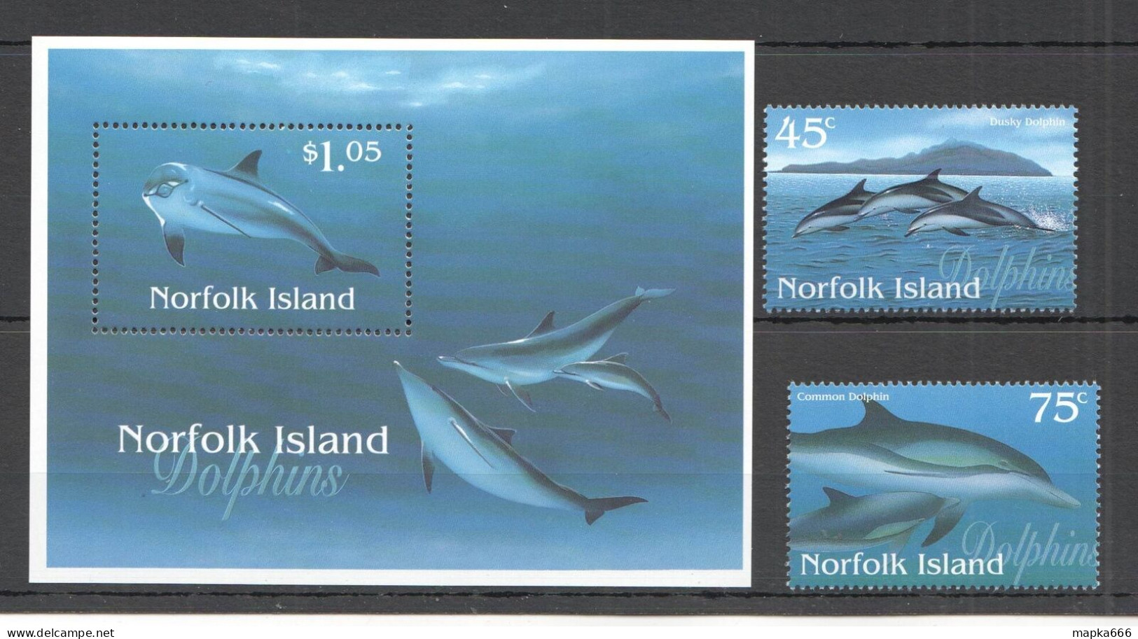 B0344 1997 Norfolk Island Fauna Fish & Marine Life Dolphins #632-33 Set+Bl Mnh - Marine Life