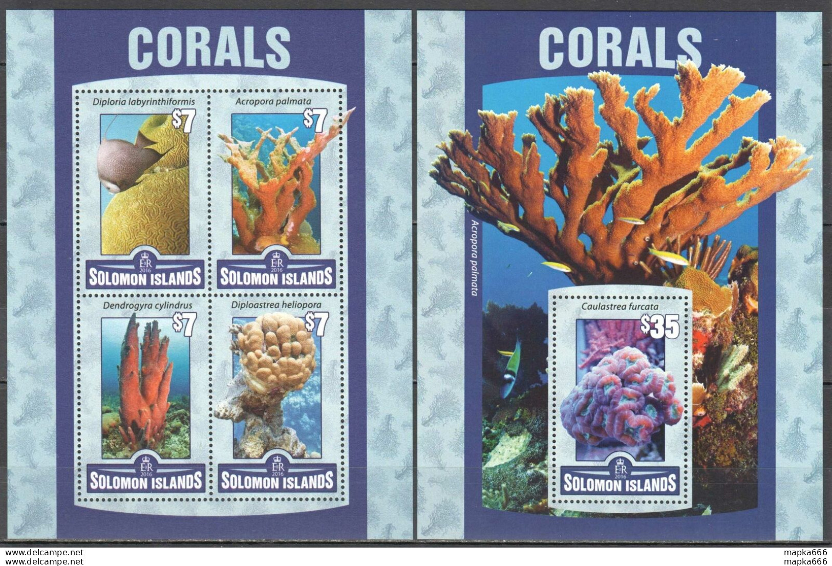 Ls504 2016 Solomon Islands Marine Life Corals #3526-30 1Kb+1Bl Mnh - Marine Life