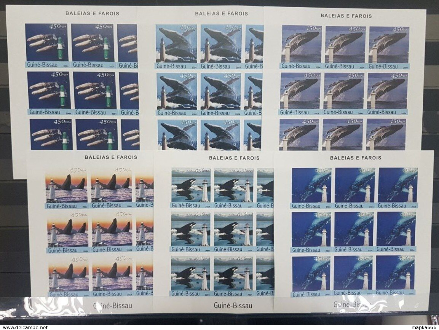 B0116 Imperf 2004 Guinea-Bissau Whales Lighthouses Marine Life 9Set Mnh - Marine Life