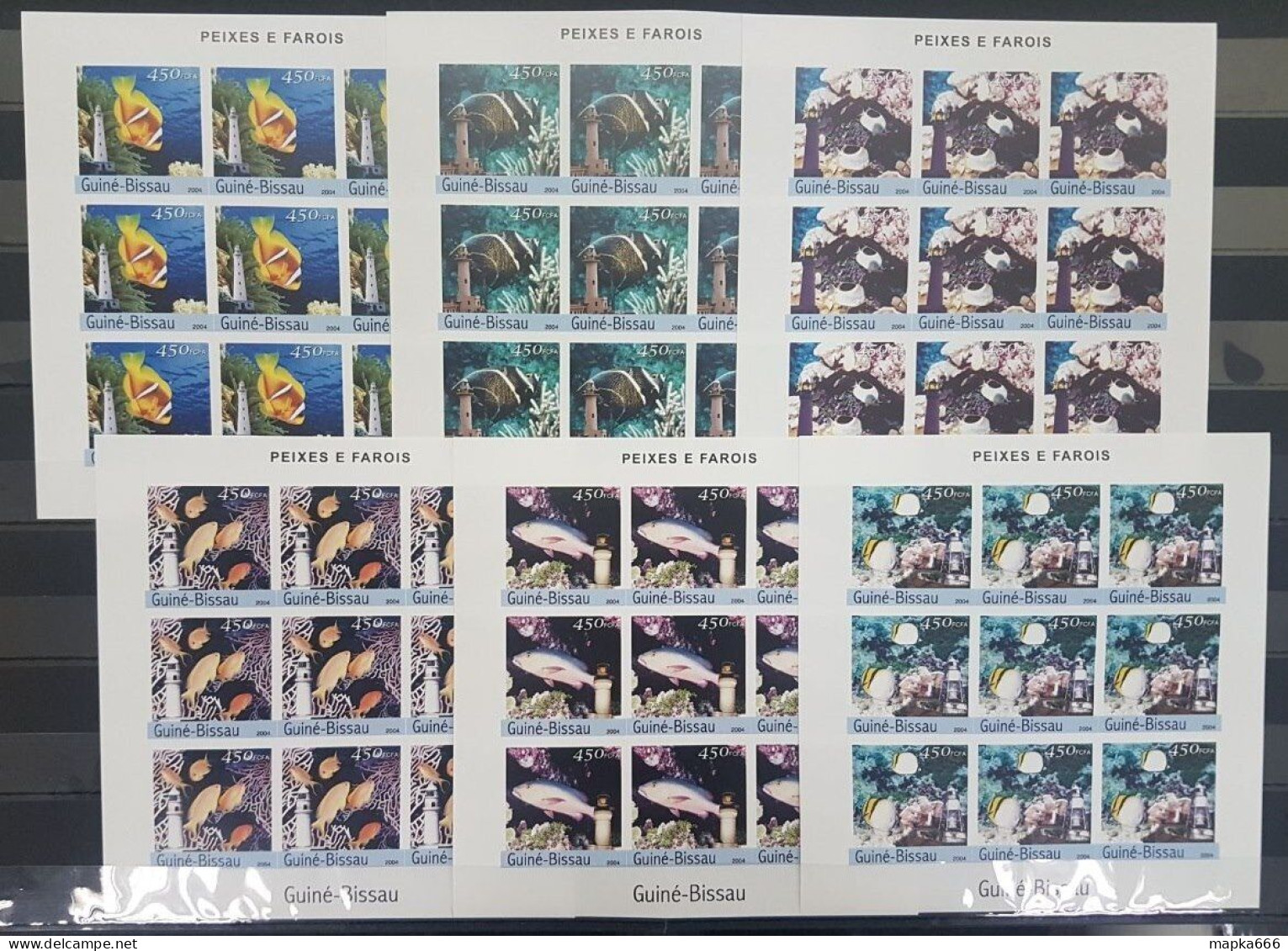 B0121 Imperf 2004 Guinea-Bissau Fishes Lighthouses Marine Life 9Set Mnh - Marine Life