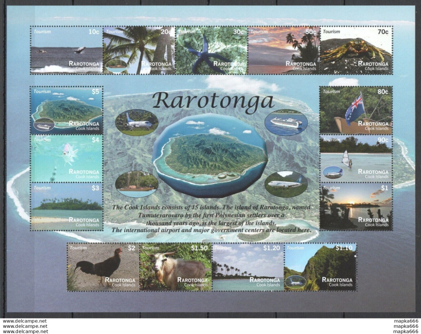 Ec208 Rarotonga Tourism Islands Marine Life Animals Michel 41 Euro 1Sh Mnh - Marine Life