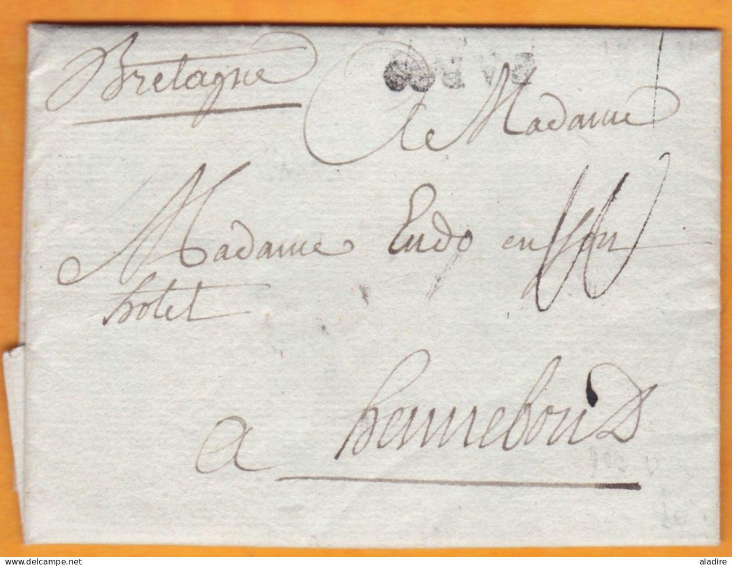 1774 - Marque Postale PARIS Infini Sur Lettre De 2 P. Vers HENNEBON Hennebont Morbihan BRETAGNE - Règne De Louis XV - 1701-1800: Precursors XVIII
